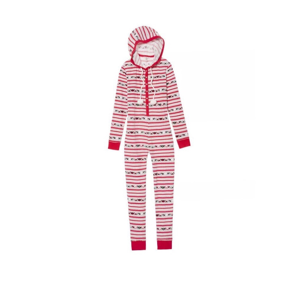 Victoria’s Secret Pom Pom Thermal Onesie M Red